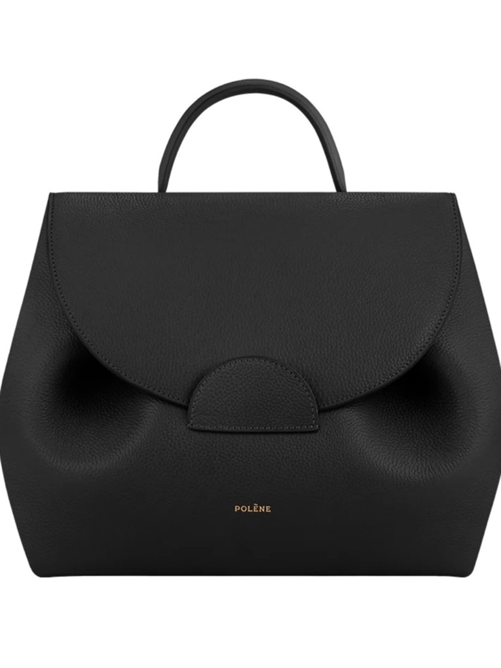 Polène Black Pebbled Leather Satchel